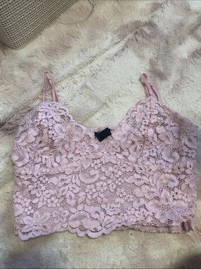 Express Light Pink Floral Lace Cami